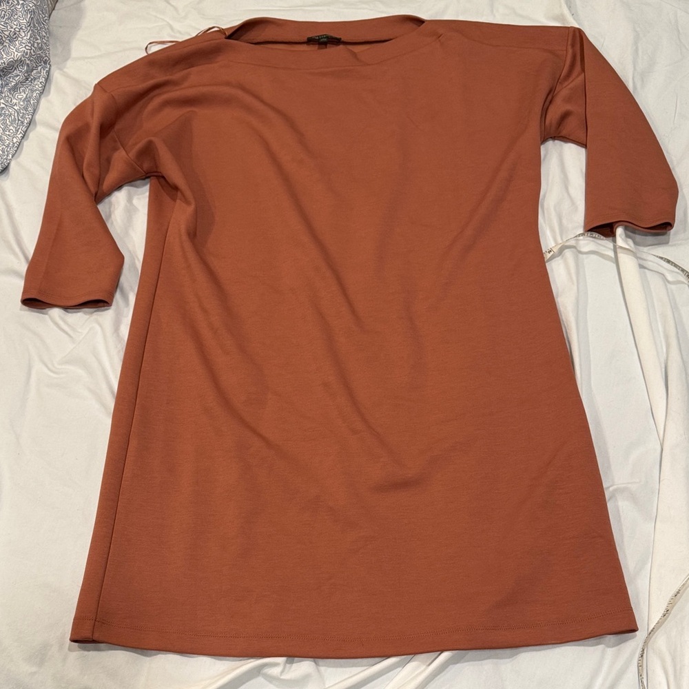 Earthy Peach Tone 3/4 Sleeve Dress